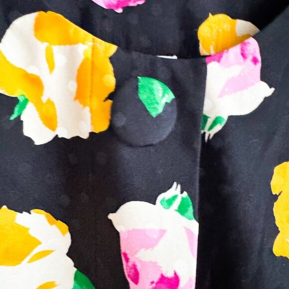 Vintage Silk Polka Dot Floral Blazer M - Picture 5 of 11